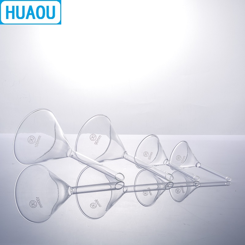 HUAOU 90mm Funnel Short Stem 60 Degree Angle Borosilicate 3.3 Glass Laboratory Chemistry Equipment