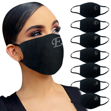 Fast Delivery Within 24 Hours Máscara Letter E-lement Rhinestone Pattern Mask D-ustproof Cotton Mask Bandage Mascarilla