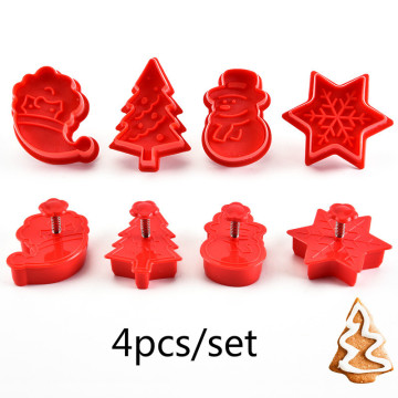 4 Pieces / Set Kitchen New Biscuit Cake Mould Christmas Silicone Biscuit Baking Machine Mould DIY Mould