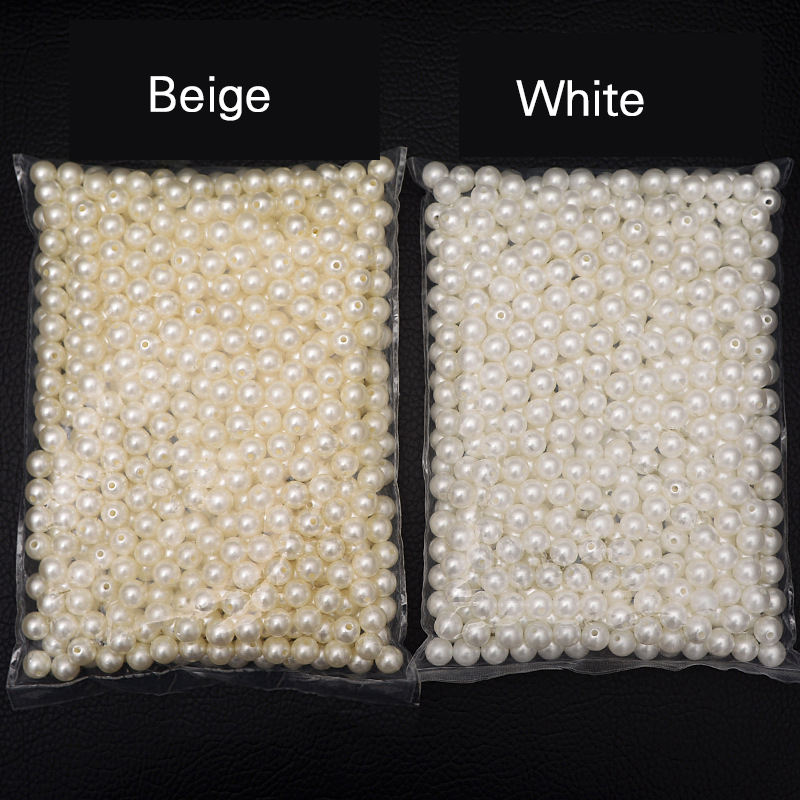 4/6/8/10/12/14/16mm pearl beads ABS loose Round Beads Craft For Fashion Jewelry Making white beige DIY Imitation Garment beads