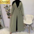 Latest Plain Simple Design Islamic Clothing Kimono Cardigan Muslim Women Dubai Abaya Dubai Middle East Fashion Style