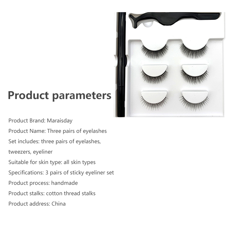 3 pairs 3D Magnetic Eyeliner Liquid False Eyelashes Set natural 3D false eyelashes fake lashes makeup kit Make up maquiagem