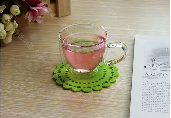 1SET 150ml High temperature resistant double layer fashion coffee tea cup and saucer set J 1058