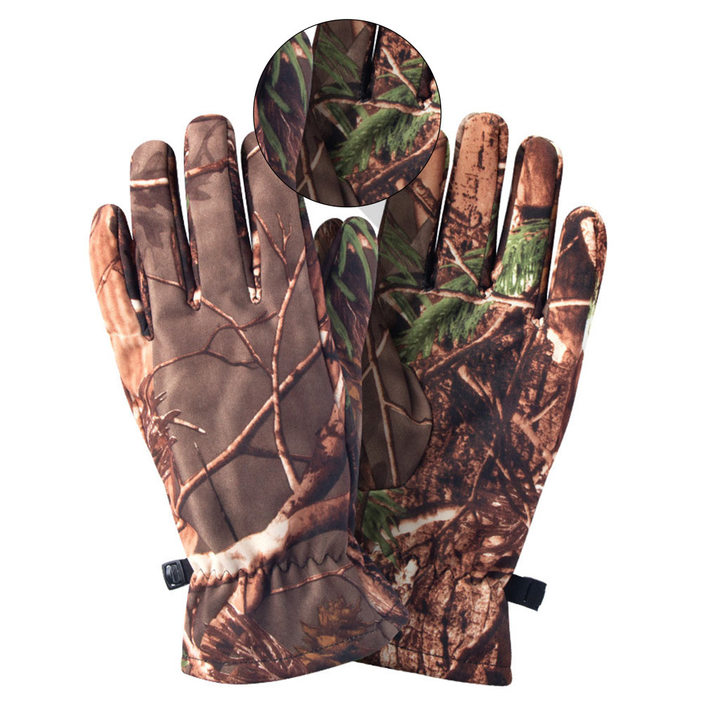 1 Pair Of Camo Hunting Gloves Full Finger Gloves Outdoor Hunting Camouflage Gear For Hunting