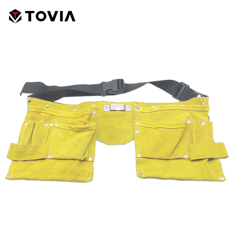 TOVIA Cow Leather Electrician Bag Waist Pouch Belt Storage Tool Bag Pocket Kit for Screwdriver Wrench Scissor Hand Tool