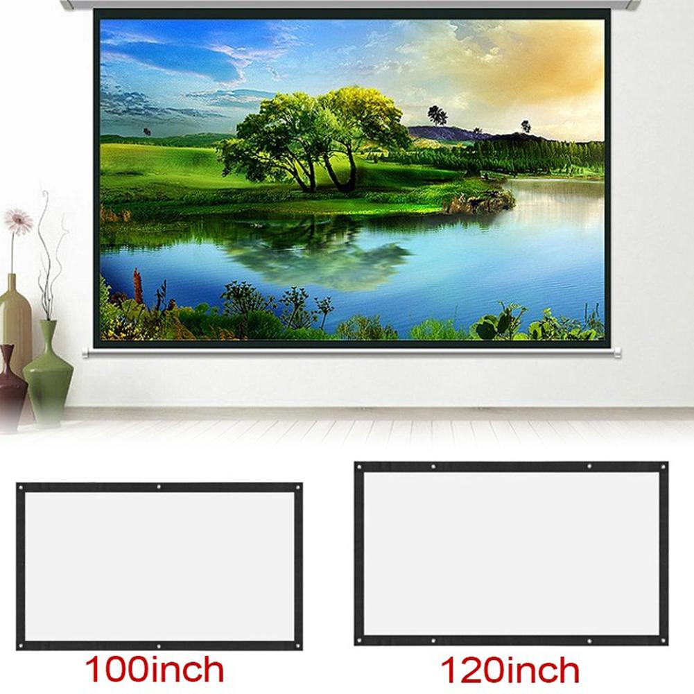 Projection Screen Canvas 3D HD Wall Mounted Projection Screen Canvas LED Projector for Home Theater 60/72/84/100/120in