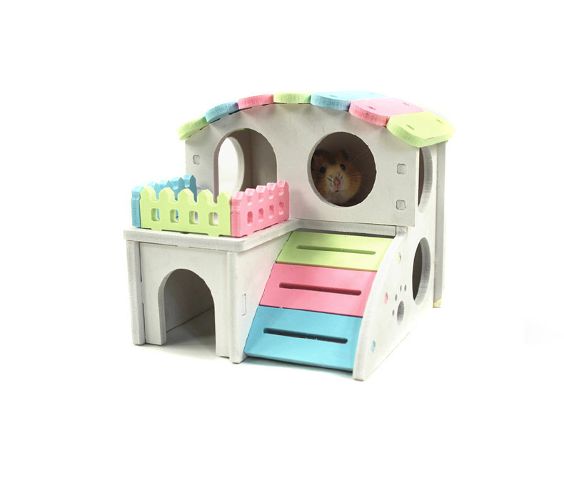 Hamster Small House Villa Balcony Hamster Cage Toy Seesaw Arch Bridge Waterproof Environmental Protection PVC Cage Accessories