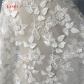 LASUI Rayon +milk silk Water soluble lace fabric White grid 3D flowers Wedding dress children's clothing DIY accessories S0045