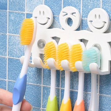 Toothbrush Holder Wall Mounted Suction Cup 5 Position Cute Cartoon Smile Bathroom Sets