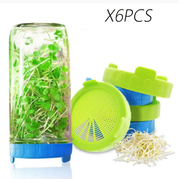 6pcs Sprouting Lid Food Grade Mesh Sprout Cover Kit Seed Growing Germination Vegetable Silicone Sealing Ring Lid For Mason Jar