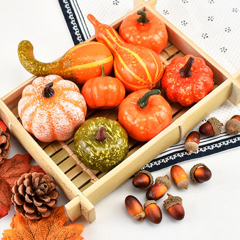 50Pcs/Set Simulation Pumpkin Golden Autumn Pumpkin Halloween Pumpkin Thanksgiving Decoration Pumpkin Props