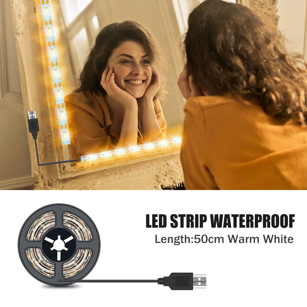 Waterproof Bathroom Mirror Backlight Light Led Lamp Tape for Makeup Mirror USB 5V Led Vanity Dressing Table Beauty Lamp 0.5m-5m