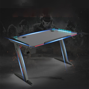 47 Inch Ergonomic Gaming Desk RGB LED Light E-sports Computer Table PC Desk Gamer Tables Workstation with USB Cup Holder
