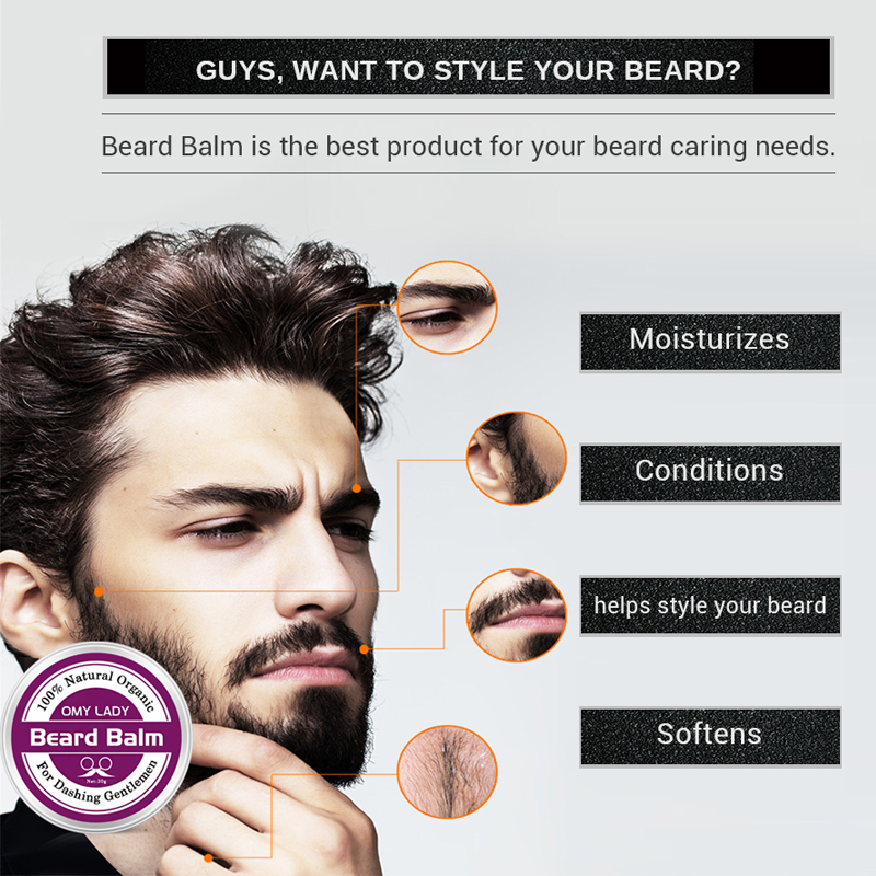 Professional Natural Beard Conditioner Beard Balm Oil Organic Beard Wax Moustache Growth Serum Moisturizing Smoothing Beard Care