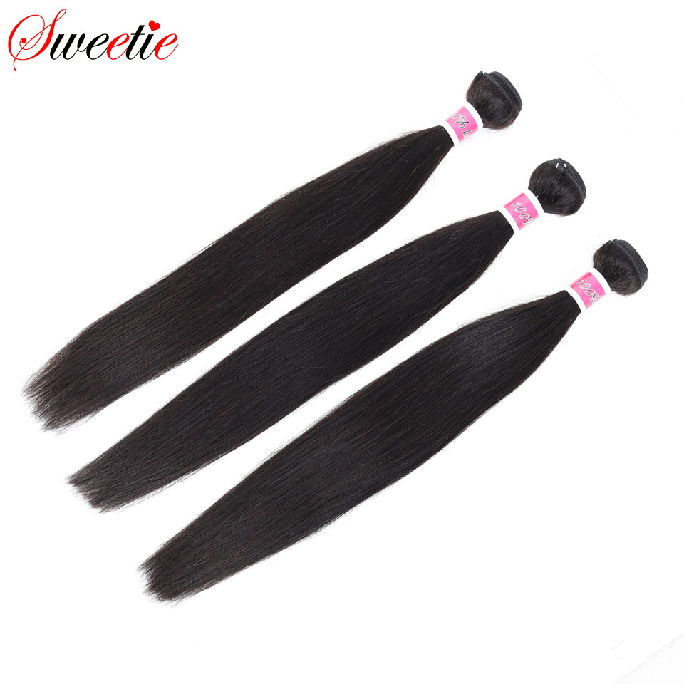 Sweetie Malaysia Straight Hair Ear To Ear Lace Frontal Closure With Bundles 3/4 Bundles Human Hair Weave Non Remy Hair Extension