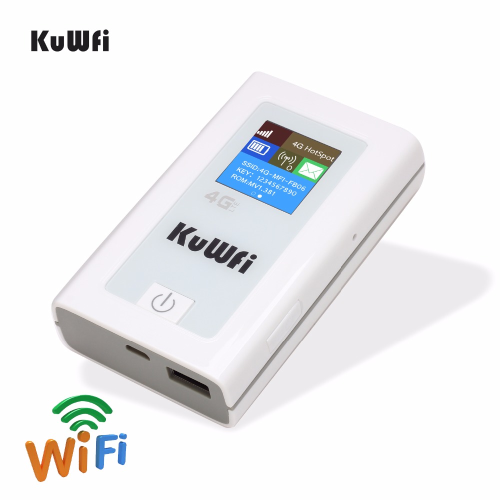 KuWFi Power Bank 4G LTE Router 3G/4G Sim Card /TF Card Wifi Router Pocket 150Mbps CAT4 Mobile WiFi Hotspot with SIM Card Slot