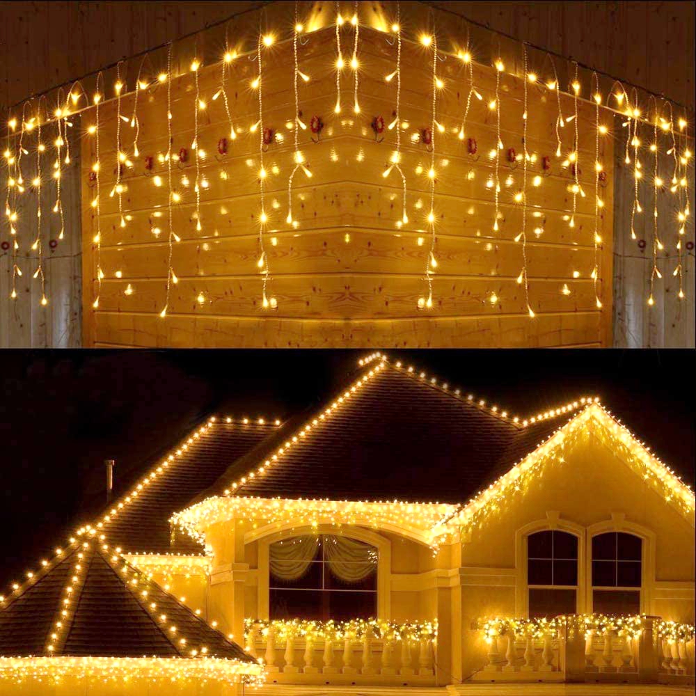Waterproof Outdoor Constant Christmas Light Droop 0.4-0.6m 8m-48m Led Curtain Icicle String Lights Mall Eaves Decorative Lights