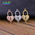 Juya 100% Handmade Zircon Insert Jewelry Findings Gold Heart Locket Connectors Accessoris For Women Jewelry Making