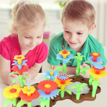 54pcs New Flower Garden Building Toys Build Bouquet Sets for 3 4 5 6 Year Old Kids Early Learning