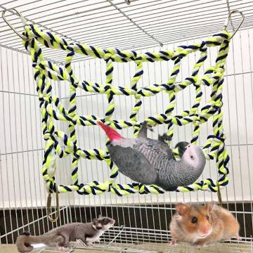 1Pc Climbing Net For Parrot Pets Bird Cage Toy Game Hanging Rope With Buckles Swing Ladder Parakeet Budgie Macaw Play Gym Toys