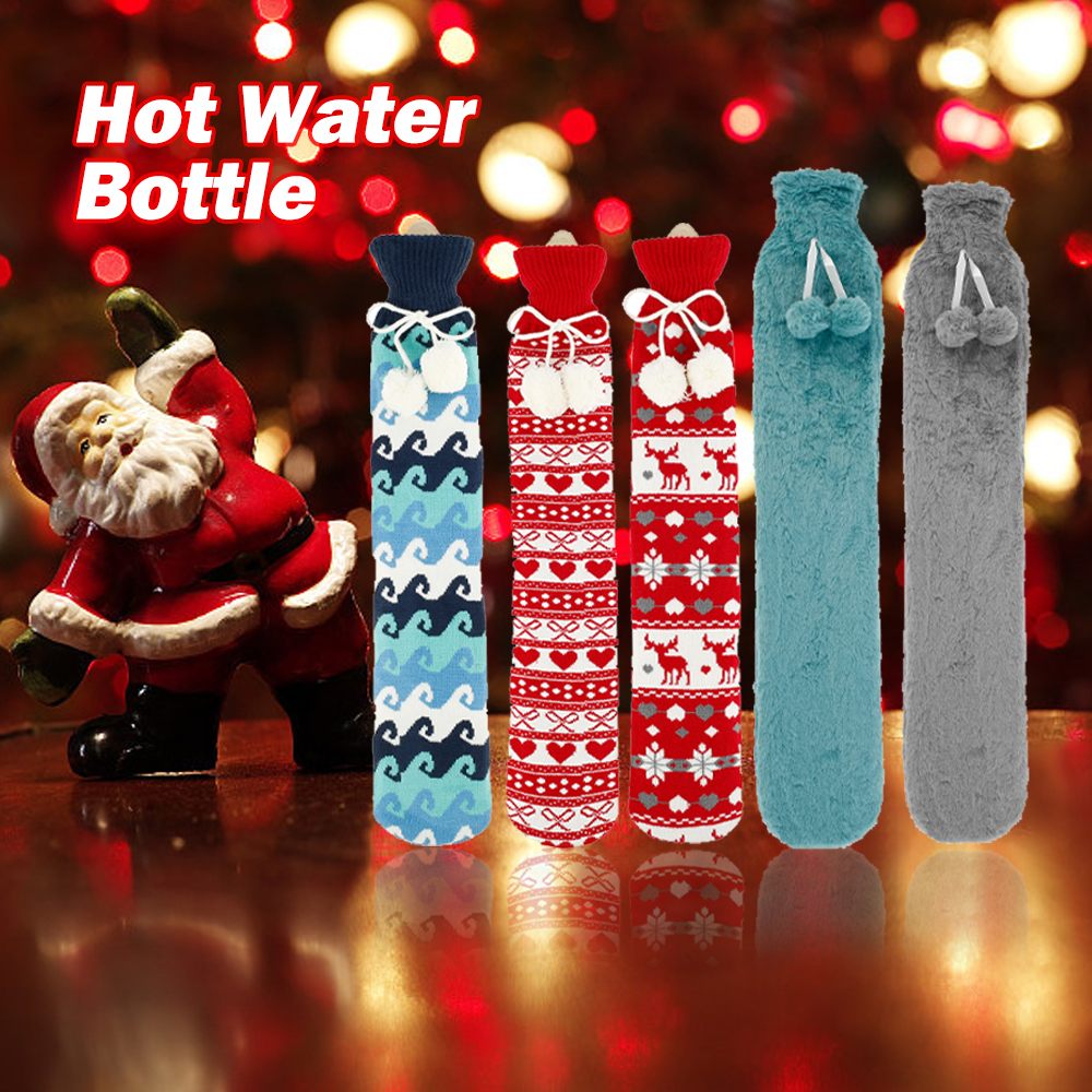 52cm/72cm Extra Long Hot Water Bag High Capacity Hot Water Bottle PVC Flannel Removable Cover Christmas Gift Portable