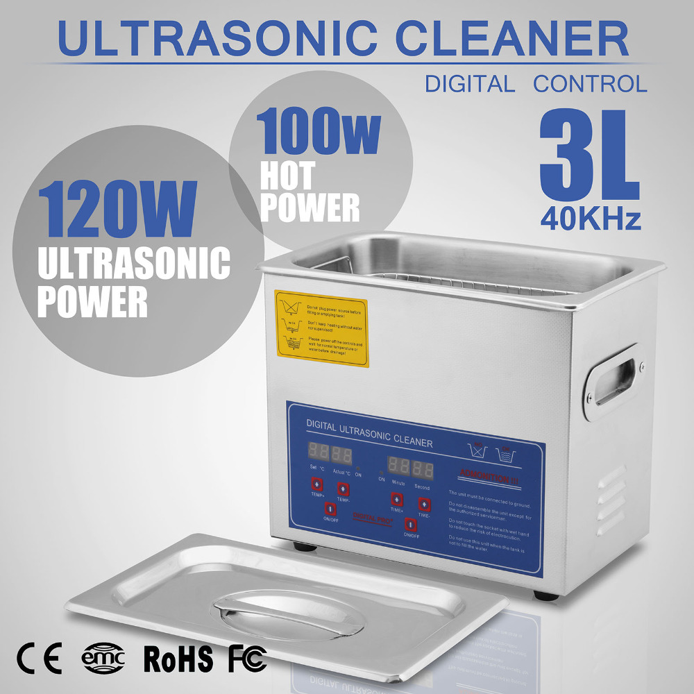 Ultrasonic Cleaner 3L Large Commercial Ultrasonic Cleaner Stainless Steel Ultrasonic Cleaner with Heater and Digital Control