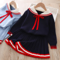 Humor Bear Girls Clothes Suit Autumn Winter New College Style Girls Sweater + Skirt Sets For 2-6T Children Clothes For Girl
