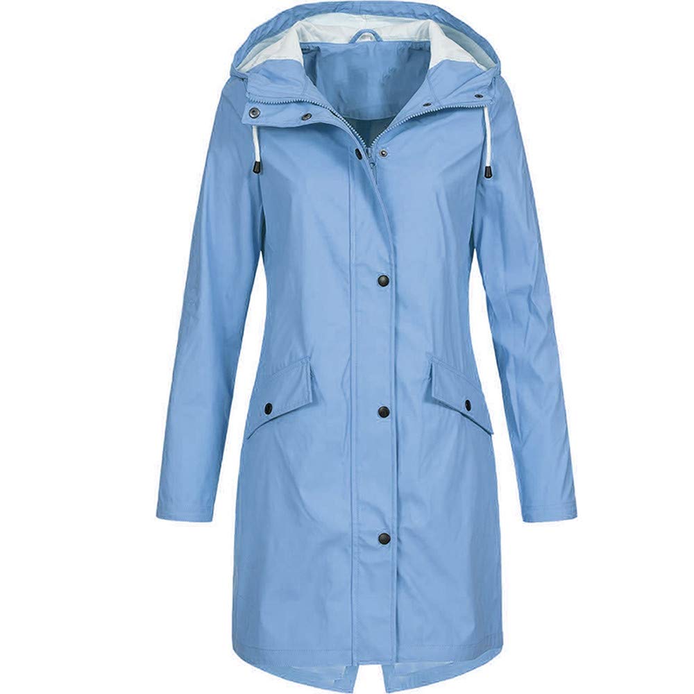 Women Rain Jacket Hooded Coat with Pockets Outdoors Ladies Waterproof Windbreaker Lightweight Hooded Raincoat S-5XL