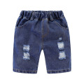 Mudkingdom Boys Denim Shorts Summer Fashion Solid Ripped Elastci Waist Boys Shorts