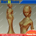 3D Model STL File Round Carving Drawing Beautiful Woman in Dress for CNC Router Engraving & 3D Printing