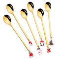 6pcs/set Stainless Scoops Steel Christmas Spoon Home Party Decorative Tableware Dessert Coffee Stirring Spoon