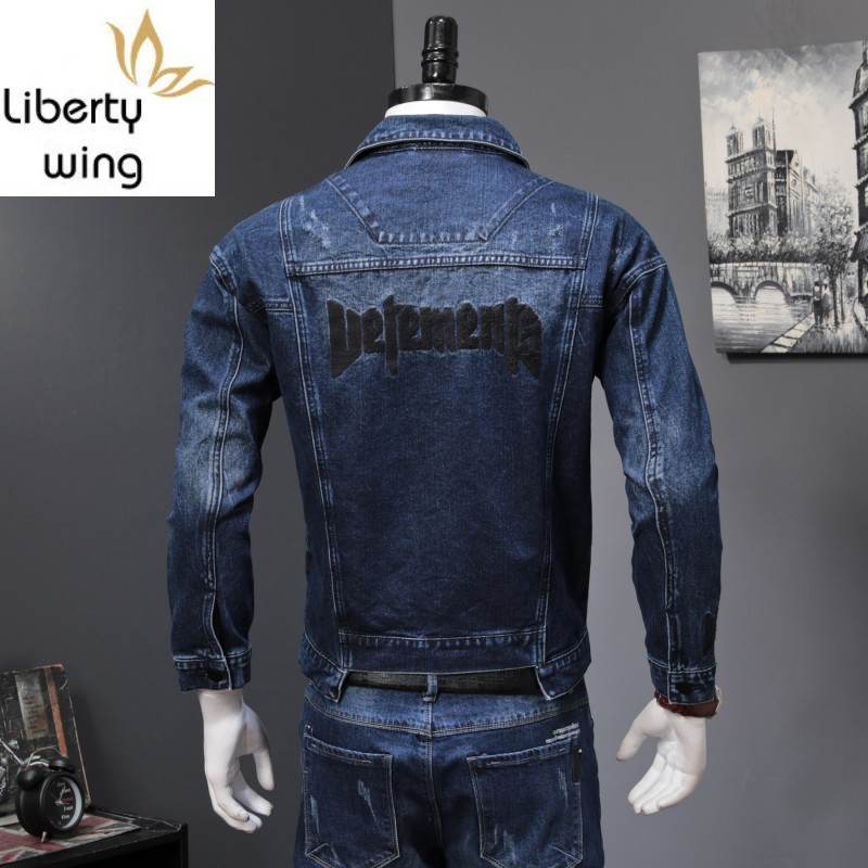 2 Men New Autumn Fashion Korean Slim Fit Denim Jackets And Jeans Casual Two piece Sets Brand Clothes Suits