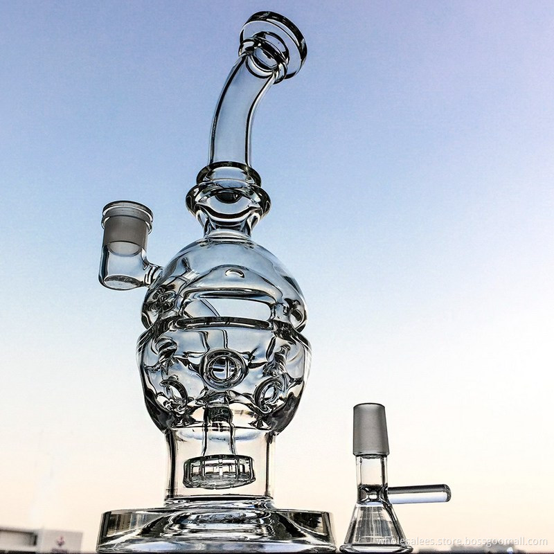 Clear Fab Egg Glass Bong Water Pipes With 14mm Bowl Piece Matrix Perc Recycler Hookahs Dab Rigs Smoking Bongs MFE01