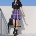 [Witch Contract] Japanese Girl's Summer High Waist Pleated Plaid Skirts For JK School Uniform Students Cloths
