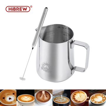 Hibrew Stainless Steel Frothing Coffee Pitcher Pull Flower Cup Cappuccino Milk Pot Espresso Latte Art Milk Frother Frothing Jug