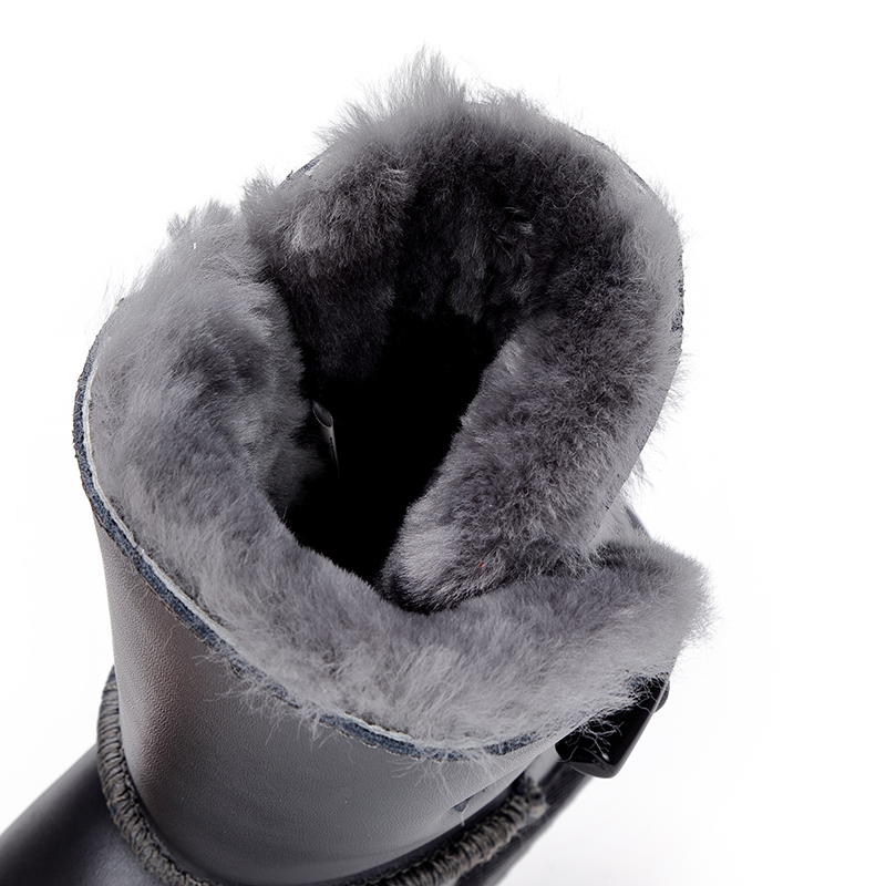 Top Quality 100% Genuine Cowhide Leather Snow Boots Natural Fur Botas Mujer Winter Real Wool Shoes For Women