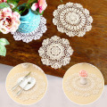 Lace Crochet Round Placemat DIY Handmade Cotton Cup Coasters For Kitchen Table Place Mats Pads Party Wedding Table Decoration