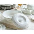 9 inch, bone china buffet serving bowl, ceramic food storage, kitchen mixing bowl, salad bowl, food container box tureen