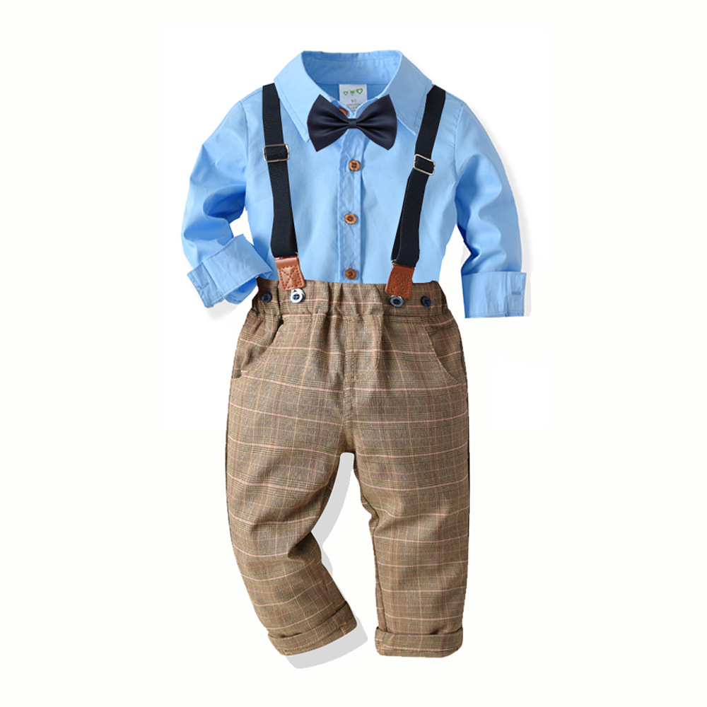 LZH New Autumn Winter Boys Clothes Gentleman Long Sleeve Shirts Pants 4pcs Outfit Set Kids Birthday Party Suit Children Clothing