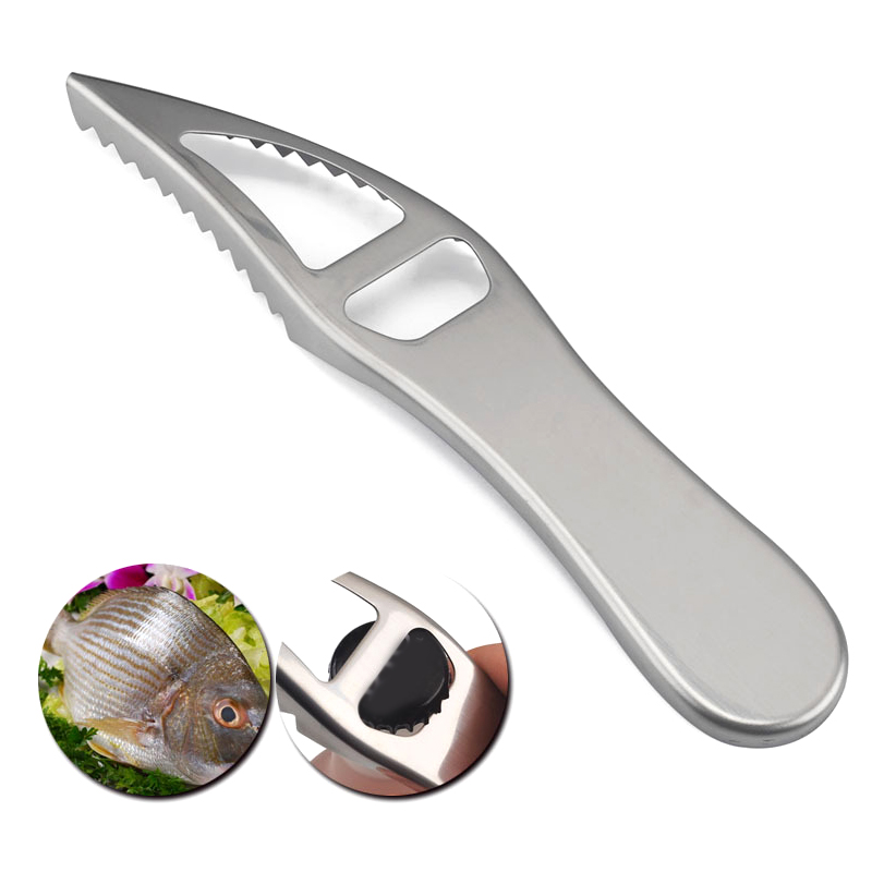 Stainless Steel Fishs Scale Scraper Cleaner Peeler Scaler Remover Cooking Seafood Tools