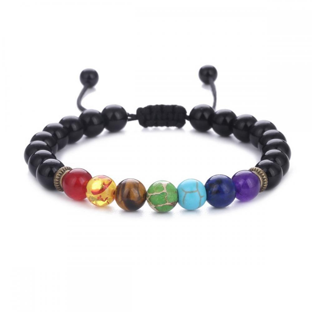 Men's and women's 8mm lava 7 Chakra essential oil diffuser Bracelet braided rope natural stone Yoga bead bracelet bracelet