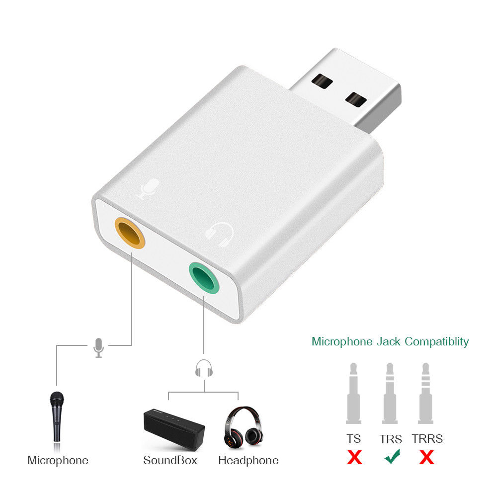 For Mac Window Computer Android USB to Jack 3.5mm 7.1 External USB Sound Card Headphone Audio Adapter Microphone Sound Card