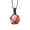 Natural Stone red agate Pendants Crystal Quartz Black Rope Wrapped Treatment Stones Necklace for Men Female Fashion Jewelry