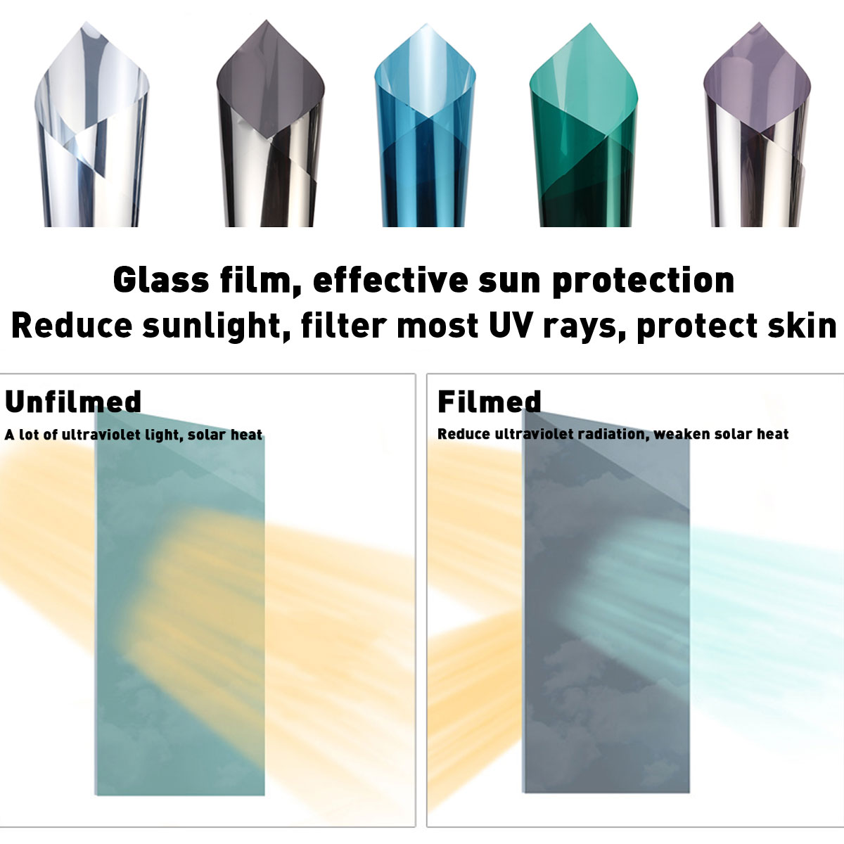 30/40/50/60/70x400cm Two side Silver Mirror Window Film Heat Control Solar Film One Way Privacy Decor Self-adhesive Glass Tint