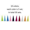 50sets 10*26mm Colorful Painted Bullet Cone Studs and Spikes For Clothes DIY Garment Rivets For Leather Handcraft Remachadora
