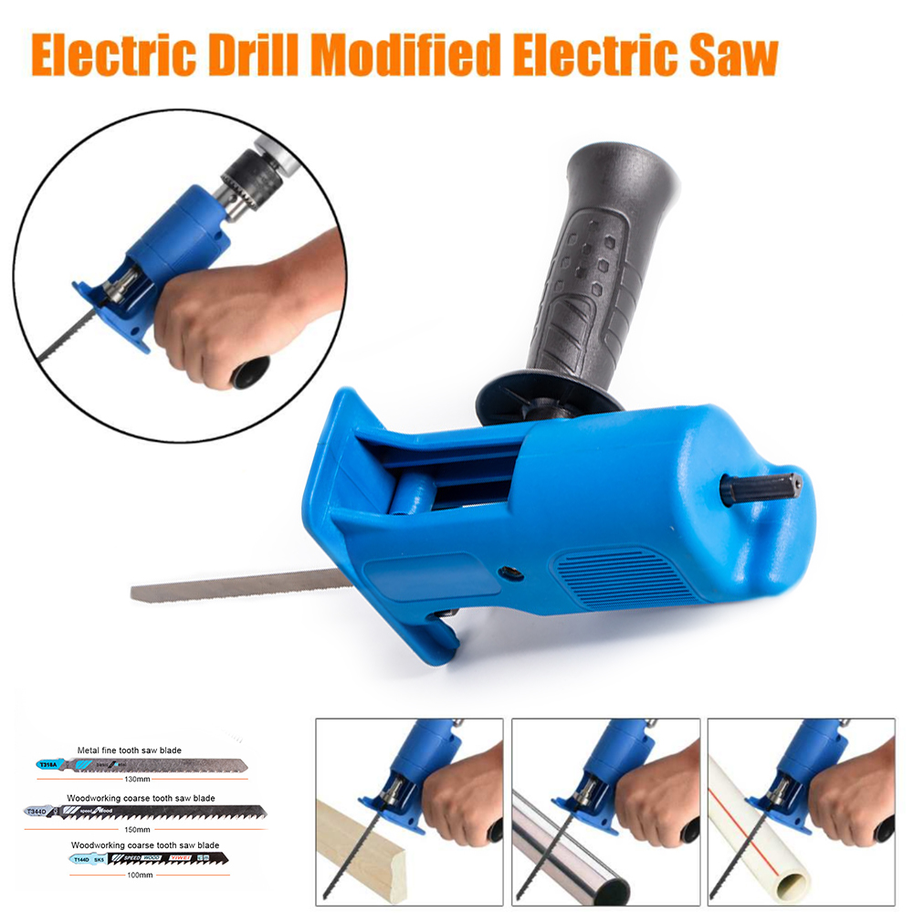 Household Electric Drill Modified Electric Saw withblades Cordless Reciprocating Saw Adapter Wood Metal Cutter Saw Set Hand Tool