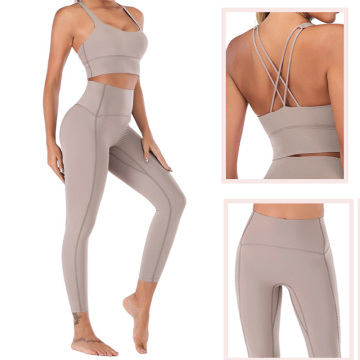 Naked-Feels Yoga Set Yoga Leggings Set Women Fitness Yoga Clothes High Waist Gym Workout Legging Set Gym 2 Piece Sports Clothing