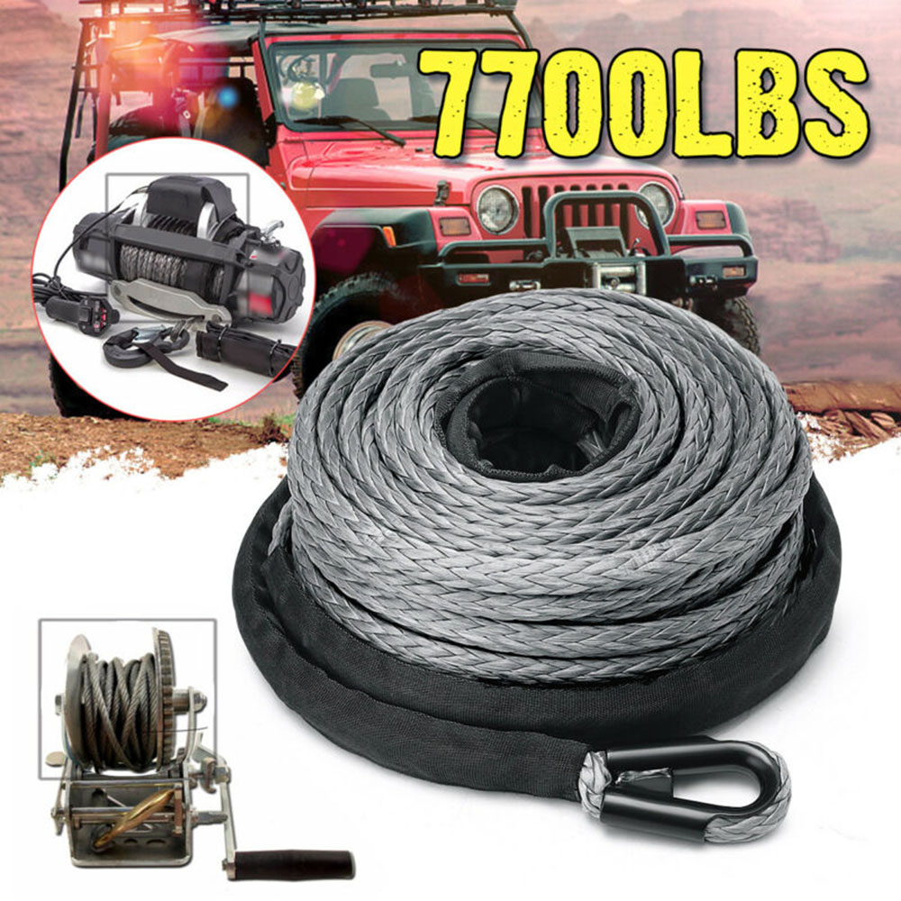 Hot Sale 15m Winch Rope ATV UTV High Strength Synthetic Winch Line Cable Rope Tow Cord With Sheath Gray