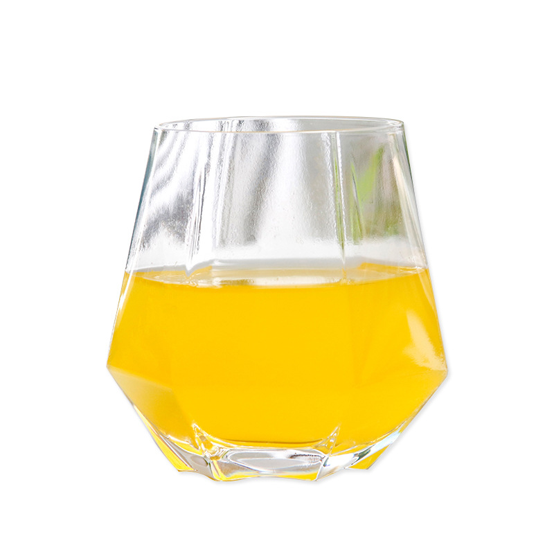 Geometric Transparent Diamond Mug Golden Rim Hexagonal Crystal Glass Cup Creative Non-Slip Wear-Resistant Whiskey Bar Drinkware