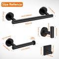 5-Pieces Matte Black Bathroom Hardware Set Stainless Steel Round Wall Mounted - Includes 12 Inch Hand Towel Bar, Toilet Paper Ho